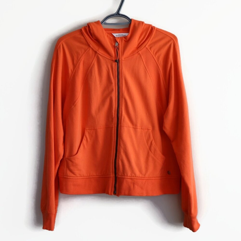 Orange Zip-up Hoodie - Size M -  Front Pockets - Cotton - Northern Reflections